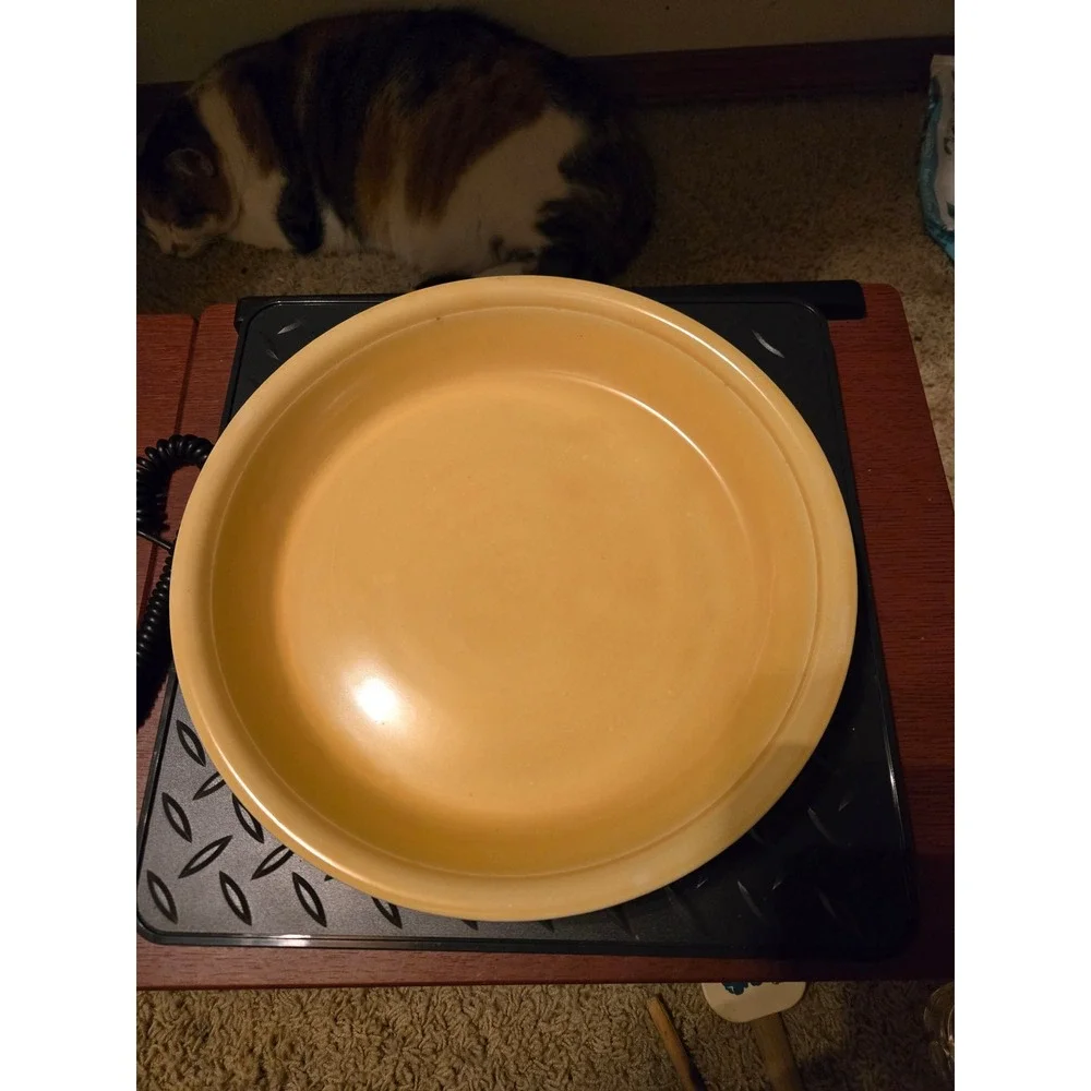 Vintage Homer Laughlin OvenServe Yellow Round Baking Dish Floral Embossed USA